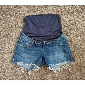 Abercrombie & Finch Maternity Denim Shorts Size 27 High Stretch Panel Mom Short